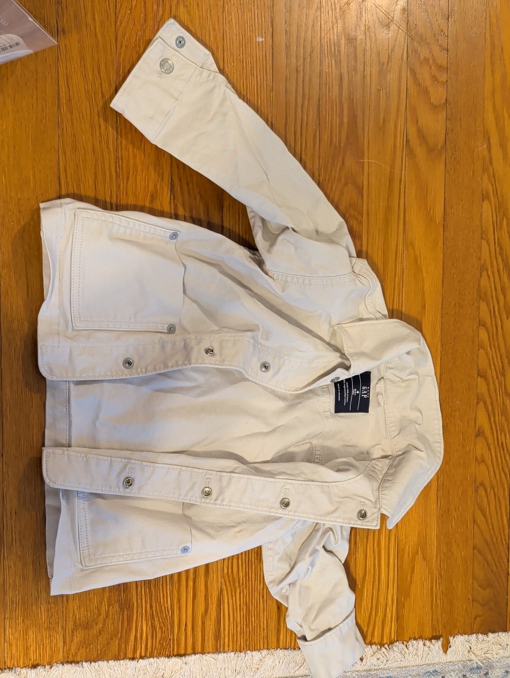 Boys Cotton Snap Button Jacket In Cream